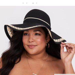 Torrid Black and Natural Trimmed Floppy Hat